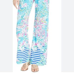 Lilly Pulitzer Blue and Pink Bal Harbour wide leg pants
